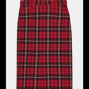 Zara Red Plaid Pencil Skirt
